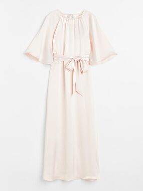 HM baby pink flowy silk dress